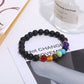 Handmade Black Lava Seven Chakra Healing Balance Beaded Bracelet